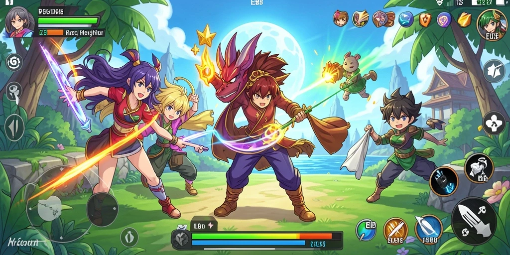 Screenshot gameplay E88 menunjukkan karakter Anime beraksi di dunia yang penuh warna.