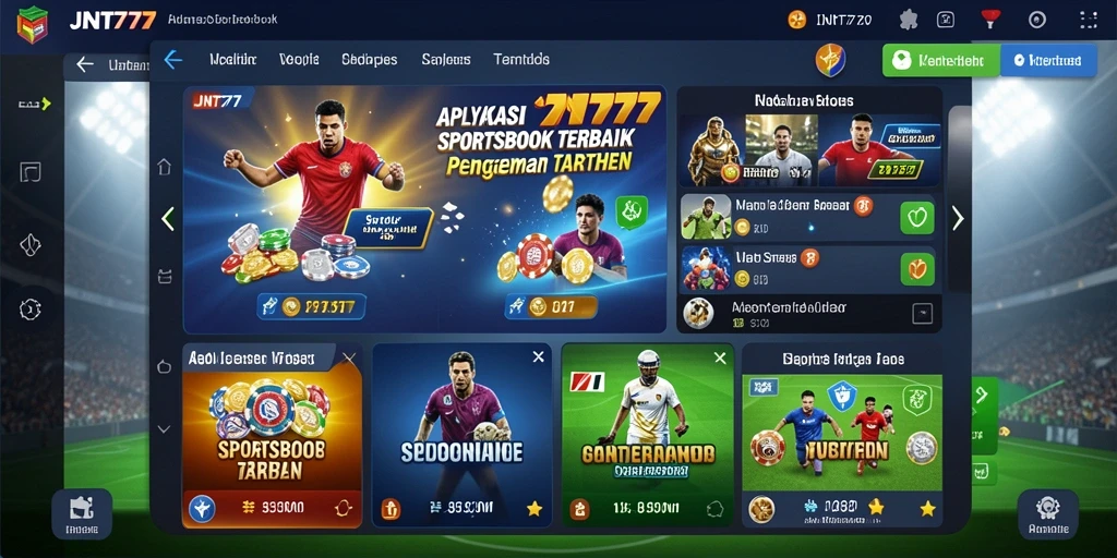 Tampilan menarik gameplay sportsbook JNT777 dengan taruhan langsung.
