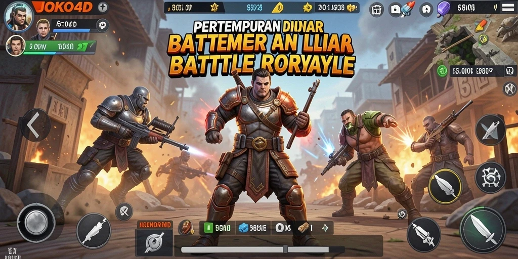 Tangkapan layar utama JOKO4D menampilkan aksi seru Battle Royale.