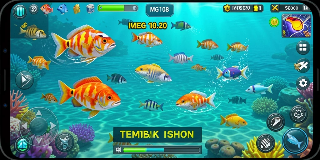 Screenshot utama MG108 menunjukkan gameplay Tembak Ikan yang menegangkan dan mengasyikkan.