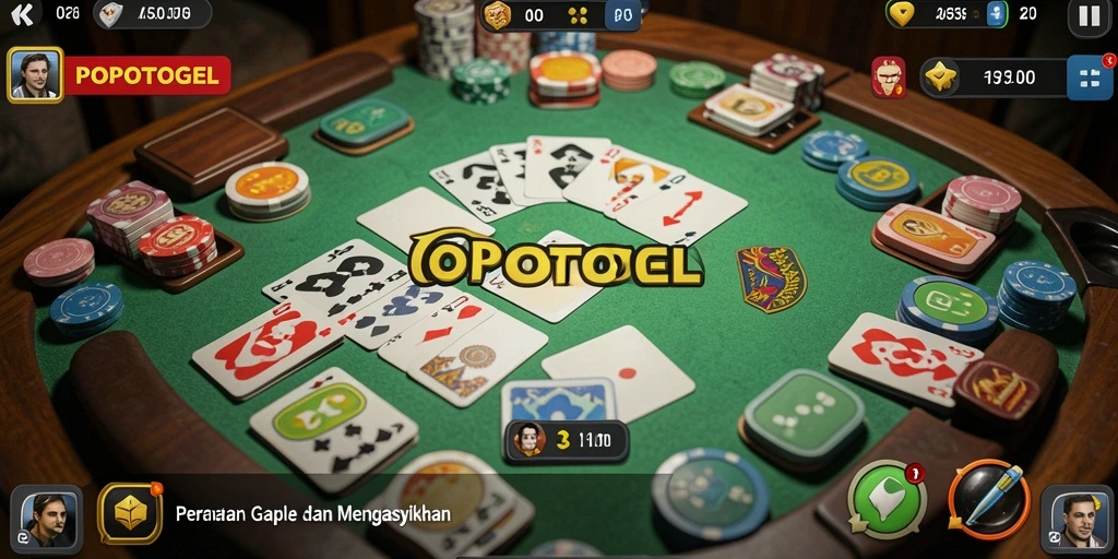 Screenshot gameplay Gaple POPOTOGEL yang seru dan mendebarkan.