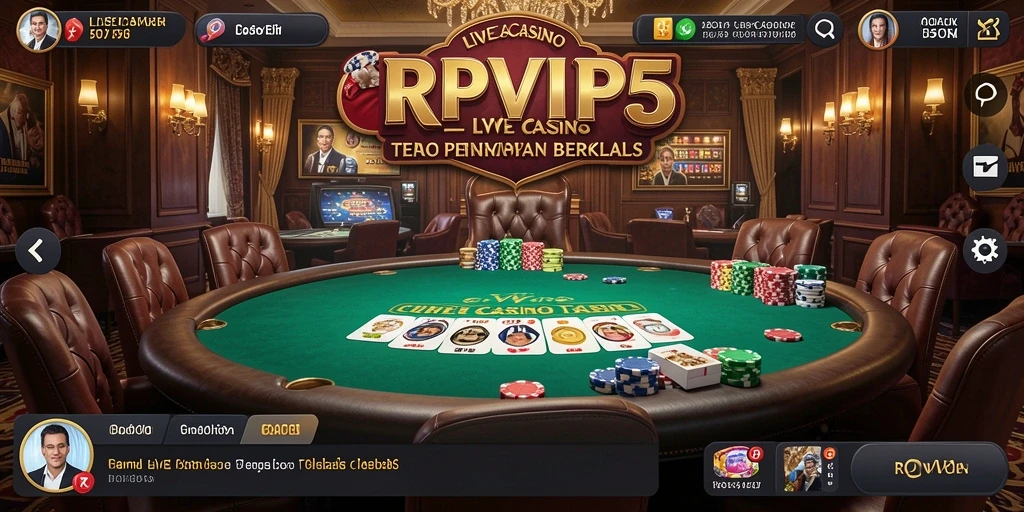 Screenshot menampilkan dealer profesional yang sedang menjalankan permainan Live Casino.