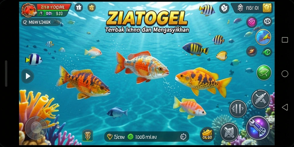Tampilan gameplay seru dalam ZIATOGEL Tembak Ikan.